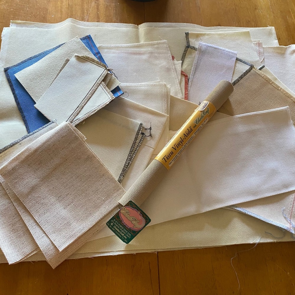 Cross Stitch Craft Aida Cloth Fabric Lot Mixed Sizes Colors Various Count